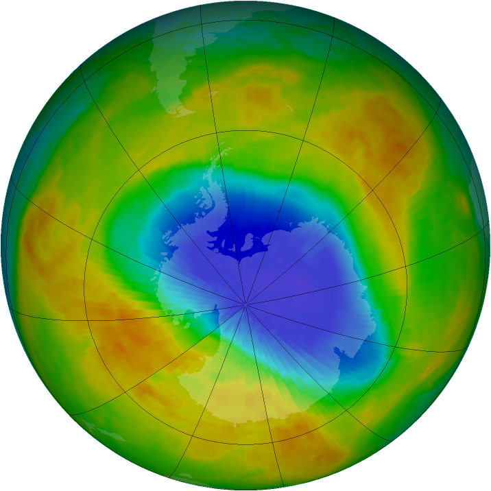 Antarctic ozone map for 10 October 2002